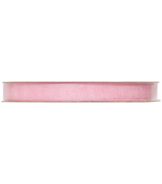 Ribbon Trends Organdy Ribbon 1/4'' Pink Solid, , hi-res, image 4