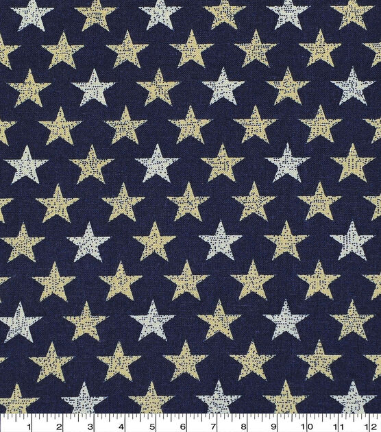 Rustic Mini Stars on Navy Patriotic Cotton Fabric