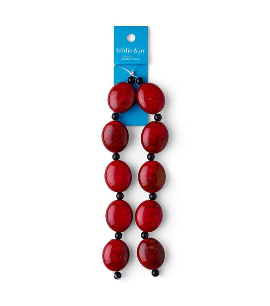 6" Red Oval Marble & Acrylic Bead Strands 2pk by hildie & jo