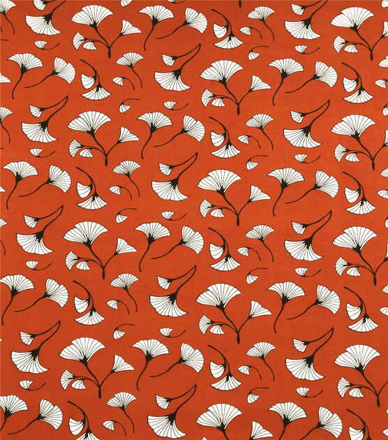 Ember Dark Orange Ginkgo Leaf Knit Fabric | JOANN