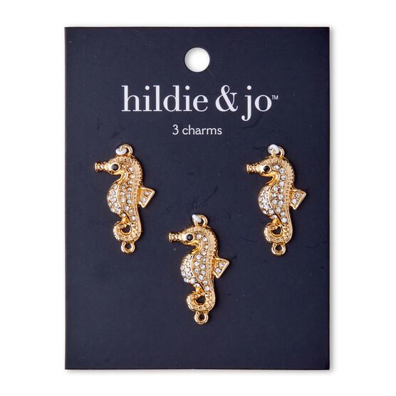 3pk Gold Seahorse Rhinestone Charms by hildie & jo