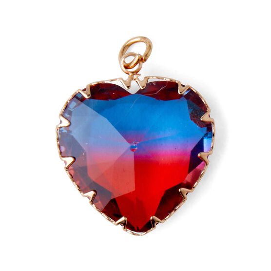 1" Red & Gold Tourmaline Glass Heart Pendant by hildie & jo, , hi-res, image 2