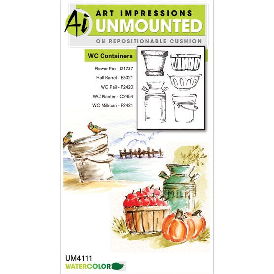 Art Impressions Watercolor Cling Rubber Stamp Containers