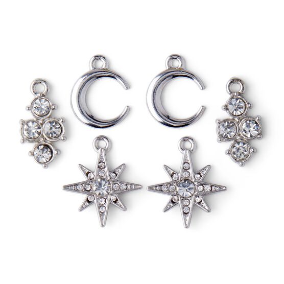 12ct Silver Moon & Star Crystal Charms by hildie & jo, , hi-res, image 2