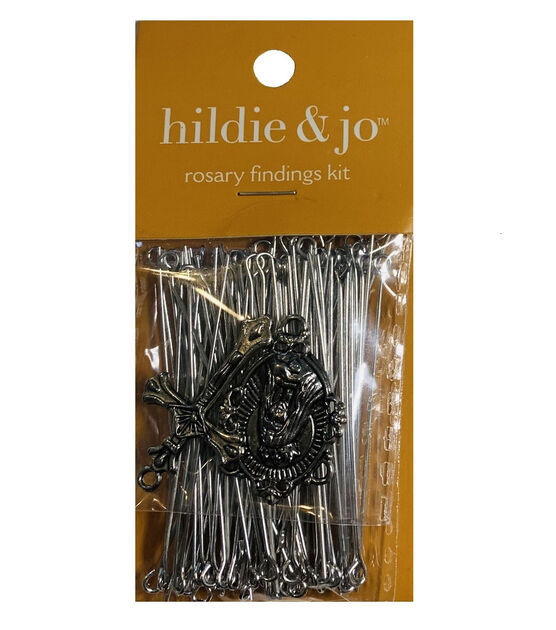84pc Antique Silver Metal Rosary Findings Kit by hildie & jo