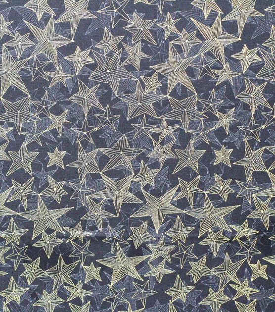 Metallic Celestial Stars on Gray Quilt Cotton Fabric by Keepsake Calico