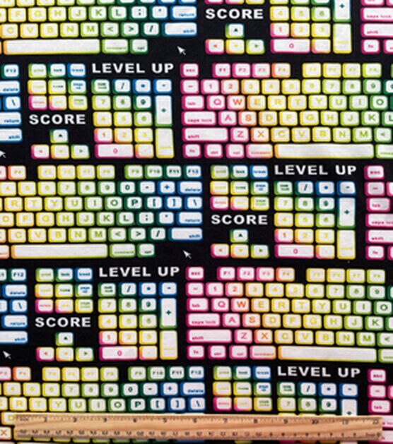 Black Keyboard Jersey Knit Fabric By POP!, , hi-res, image 2