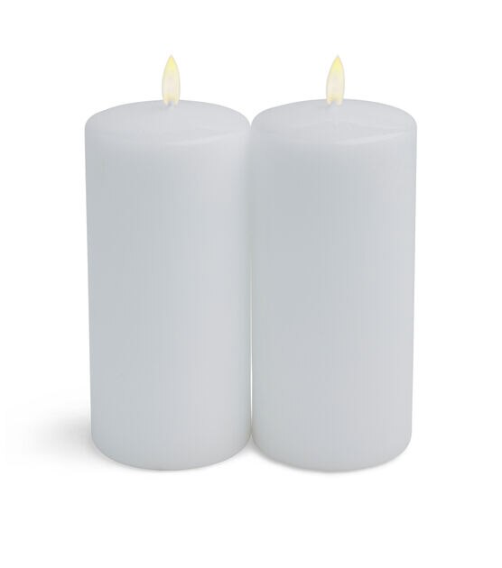 3" x 6" White Unscented Pillar Candles 2pk by Hudson 43, , hi-res, image 3