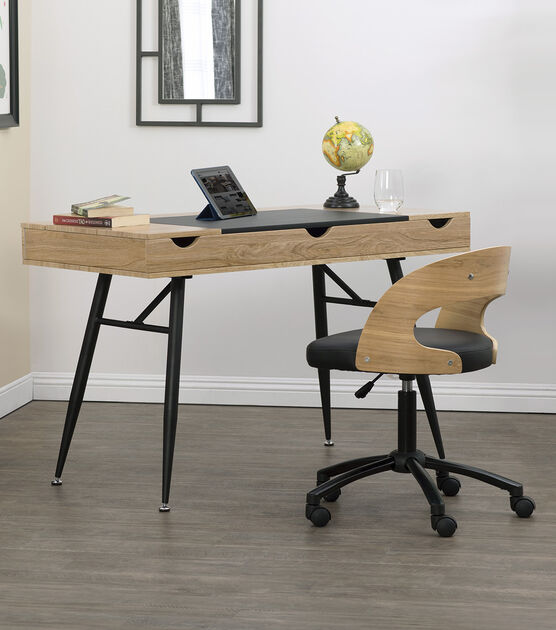 Calico Designs Nook Office Desk with Storage Compartments Graphite / Ashwood