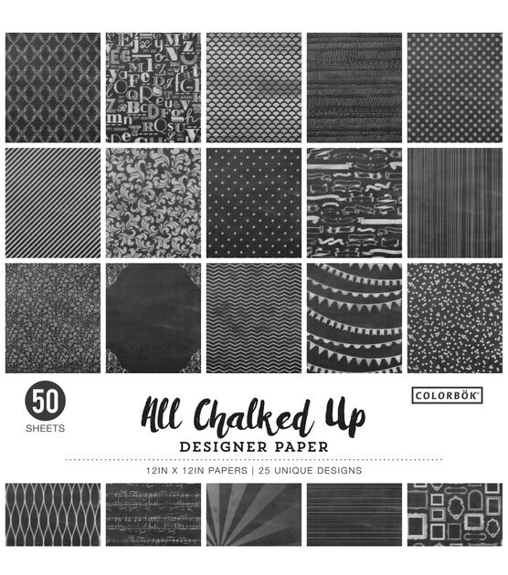 Colorbok Designer Single Sided Paper 12"X12" All Chalked Up, 25 Designs