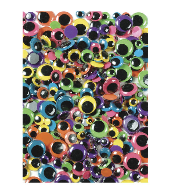 Peel & Stick Wiggle Eyes Assorted 7mm to 15mm 100 Pkg Brights