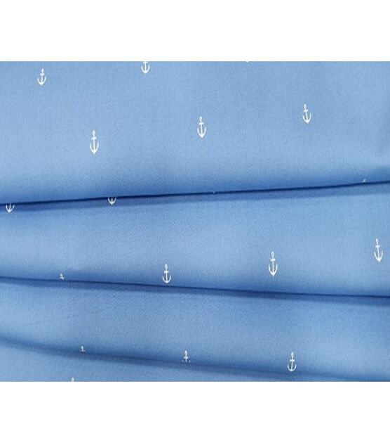 Blue & White Anchors Shirting Fabric, , hi-res, image 2
