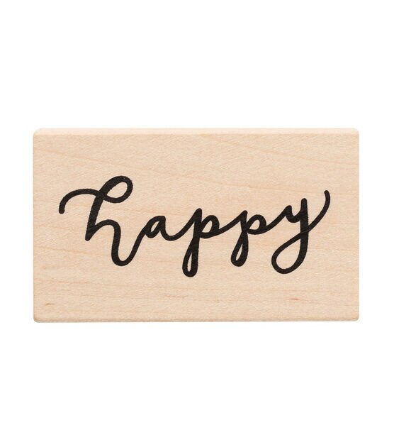 American Crafts Wooden Stamp Happy