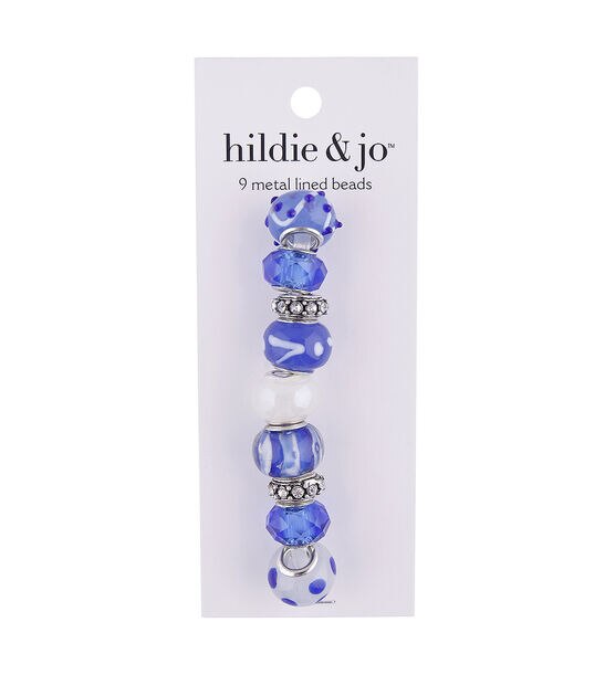 15mm Blue & Clear Metal Lined Glass Beads 9ct by hildie & jo