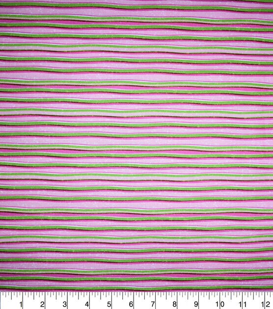 Light Pink & Green Striped Quilt Cotton Fabric by Keepsake Calico, , hi-res, image 2