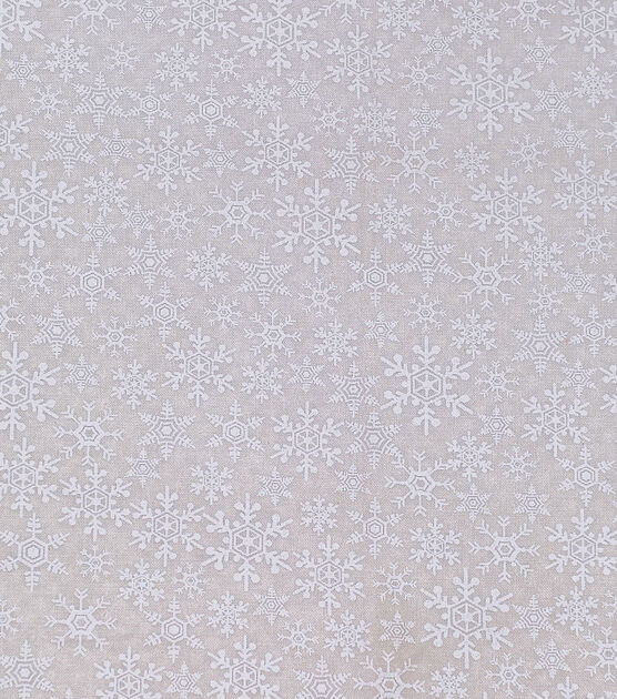 White Snowflakes Christmas Cotton Fabric, , hi-res, image 2