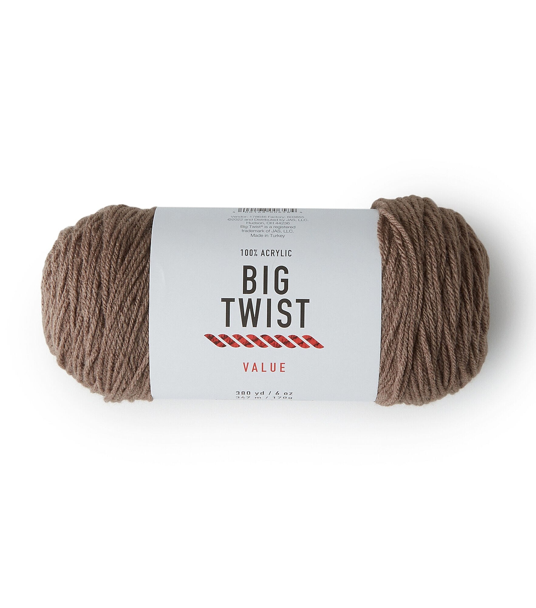Solid Worsted Acrylic 380yd Value Yarn by Big Twist, Taupe, hi-res