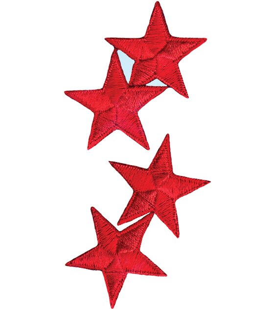Wrights 1" Red Stars Iron On Patches 4pk