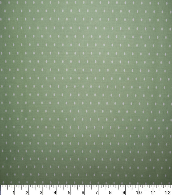 White Pin Dots on Light Green Quilt Cotton Fabric by Quilter's Showcase, , hi-res, image 2