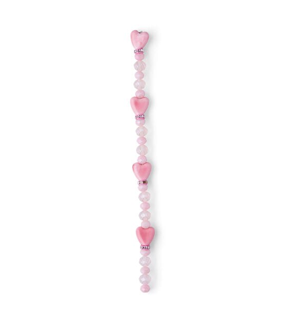 18mm Pink Ceramic Heart Strung Beads by hildie & jo, , hi-res, image 2
