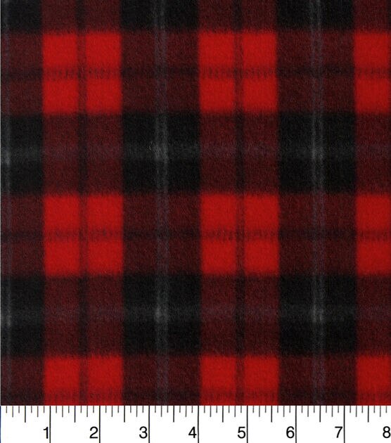 Blizzard Fleece Fabric  Red & Black Plaid