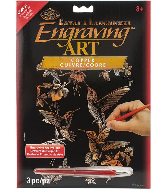 Copper Foil Engraving Art Kit 8''X10'' Hummingbird Trio