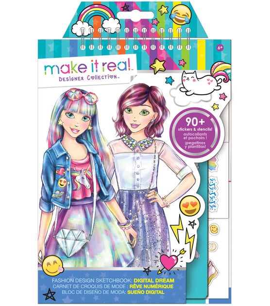 300PC+ Fashion Designer Kits for Girls, Creativity DIY Arts & Crafts Toys Fashion Design Sketchbook with Mannequins, All in One Box Doll Clothes