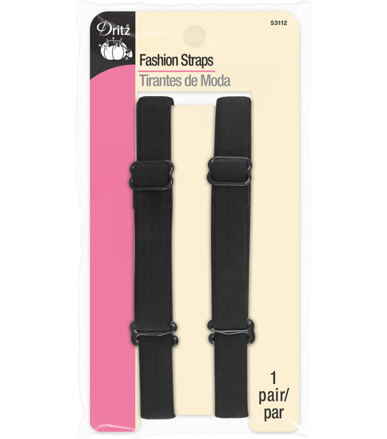 Dritz 53112 Detachable & Adjustable Fashion Straps, Black