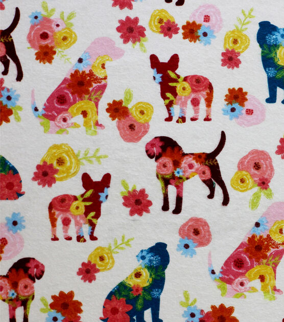Floral Dogs Super Snuggle Flannel Fabric