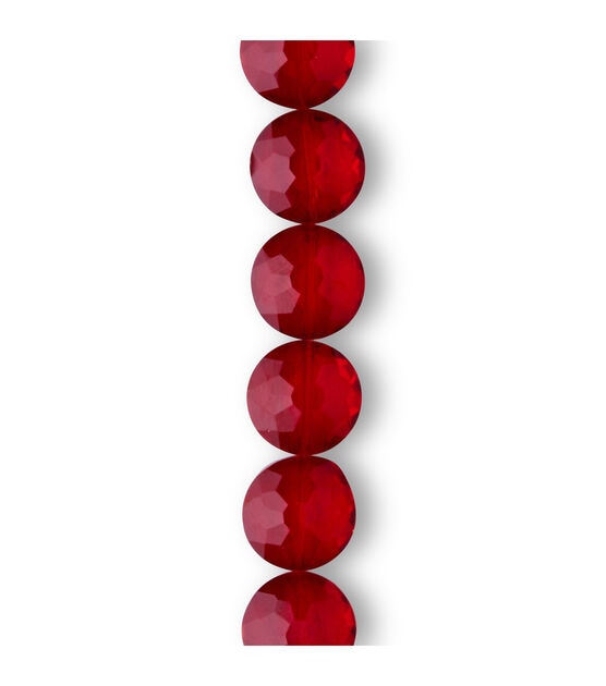7" Red Faceted Coin Crystal Glass Bead Strand by hildie & jo, , hi-res, image 3