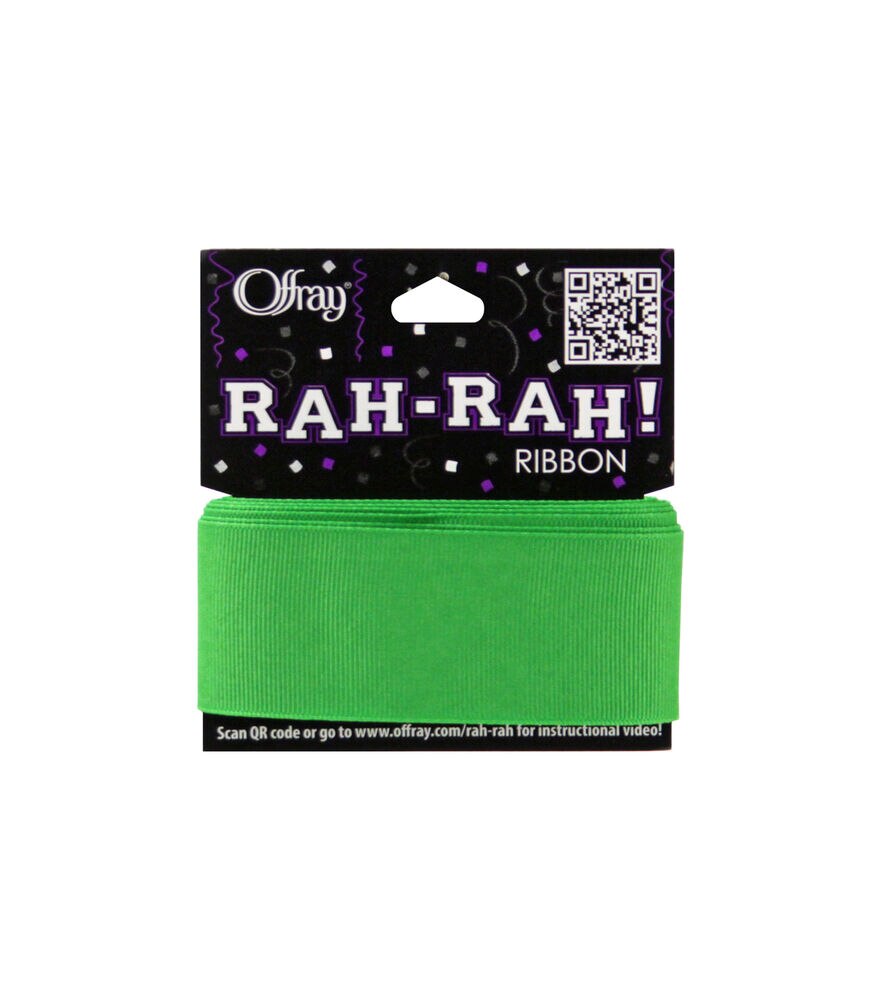 Offray Rah Rah 1.5" x 9' Grosgrain Ribbon, Apple Green, swatch