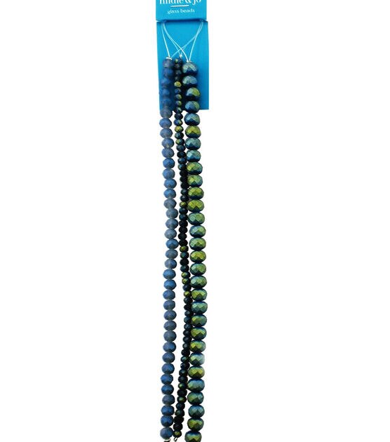 7" Matte Blue Glass Strung Beads 3ct by hildie & jo