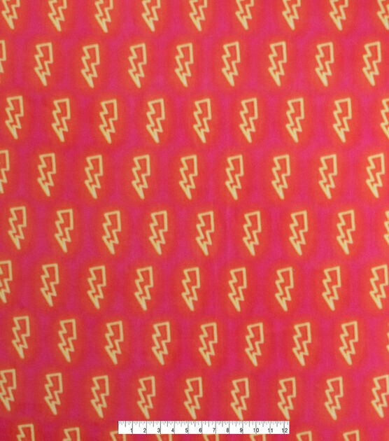 Lightning on Pink Anti Pill Fleece Fabric, , hi-res, image 2