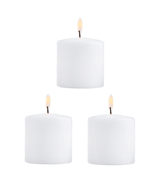 3" x 3" White Pillar Candles 3pk by Hudson 43, , hi-res, image 3