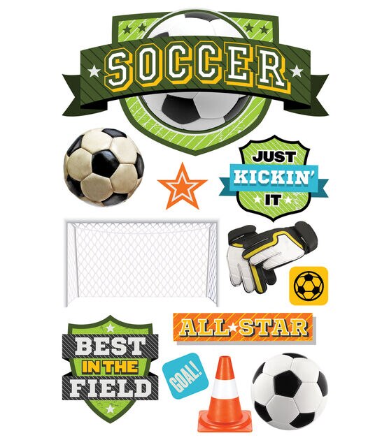 Paper House 4.5''x8.5'' 3D Stickers Soccer Champ
