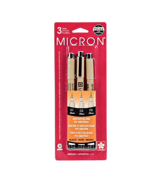 Pigma Micron Pens Assorted 3 Pkg Black