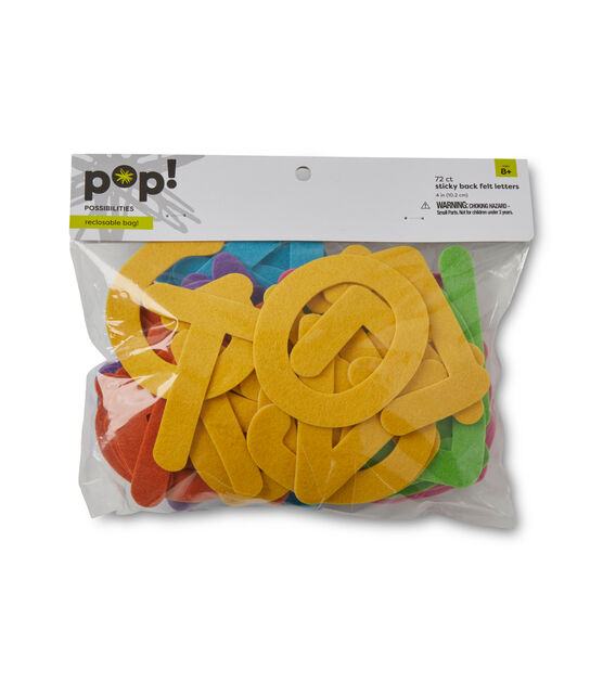 POP! Possibilities 72 pk 4in Sticky Back Felt Letters - Multi Bright