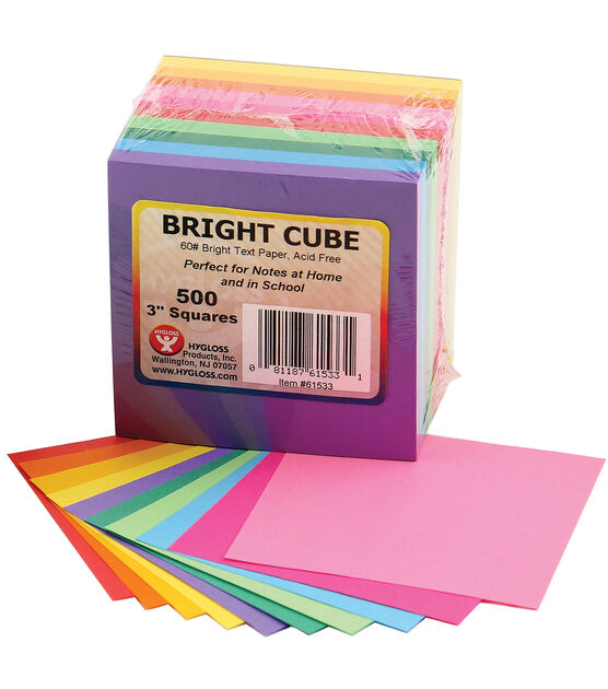 Mighty Bright Cube Paper Pad 3"X3" 500 Sheets/Cube 50 Sheets Each Of 10 Assorted Colors