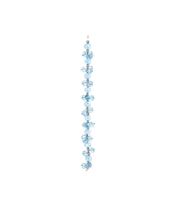 7" Blue Glass & Metal Crystal Dangle Bead Strand by hildie & jo, , hi-res, image 3