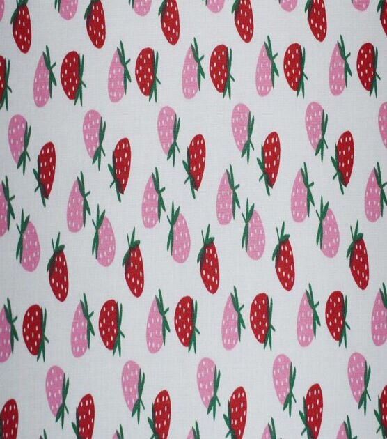 Pink & Red Mini Strawberries Quilt Cotton Fabric by Quilter's Showcase, , hi-res, image 2