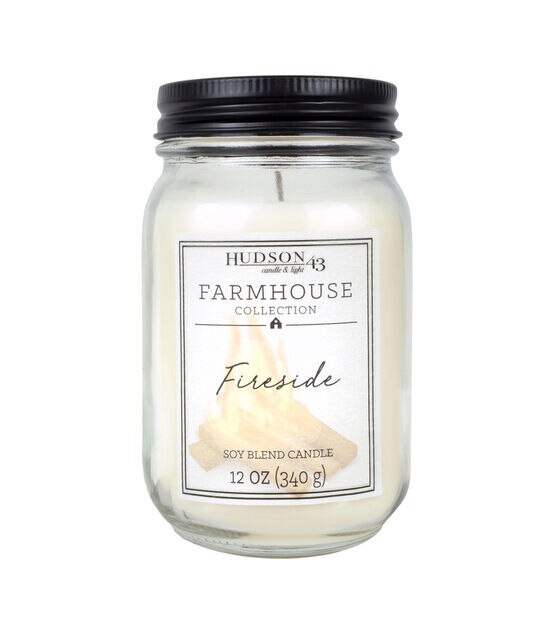 12oz Fireside Scented Mason Jar Candle by Hudson 43