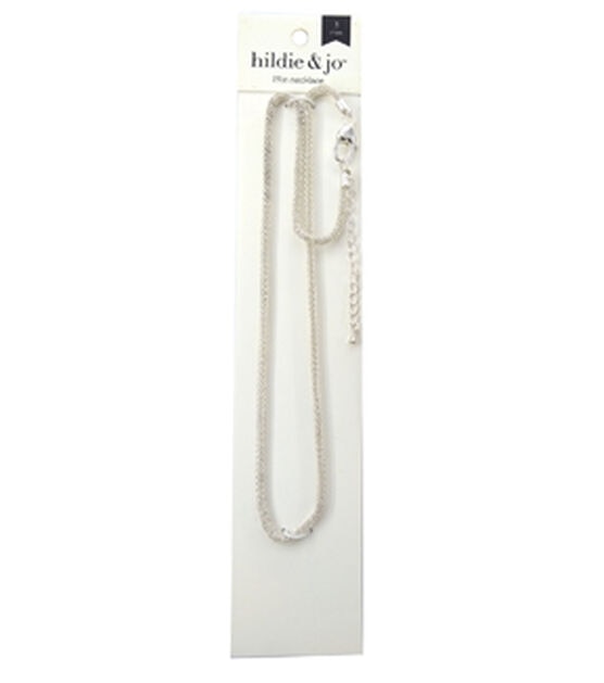 19" x 3mm Bright Silver Mesh Chain Necklace by hildie & jo