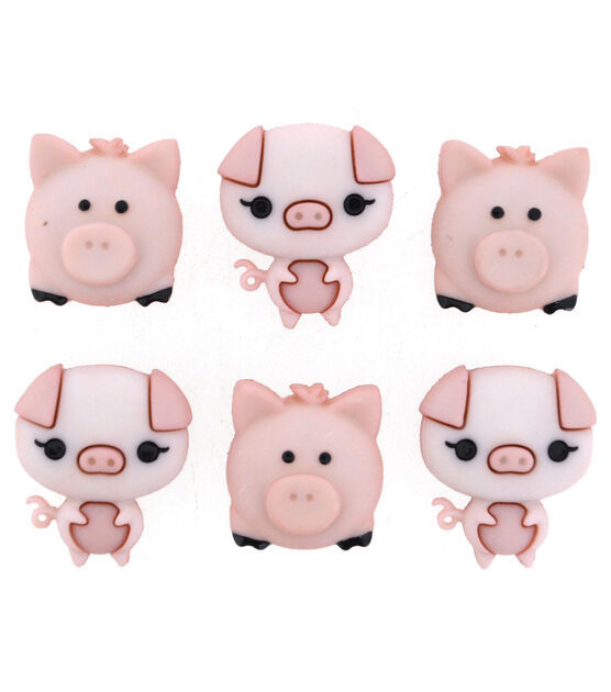 Dress It Up 6ct Animal Pig Pen 3D Novelty Buttons