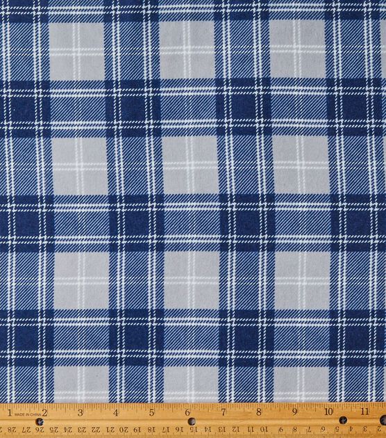 Eddie Bauer Plaid Blue & Gray Flannel Prints Fabric, , hi-res, image 2