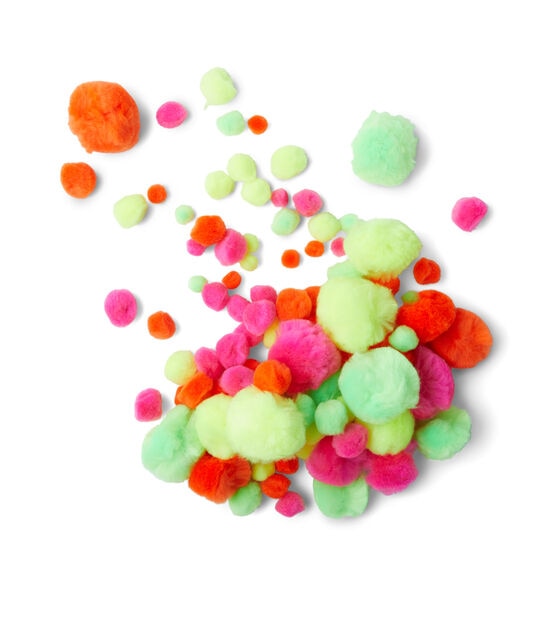 Pop! 100ct Multicolor Assorted Pom Poms - Animal Multi - Kids Craft Basics - Kids