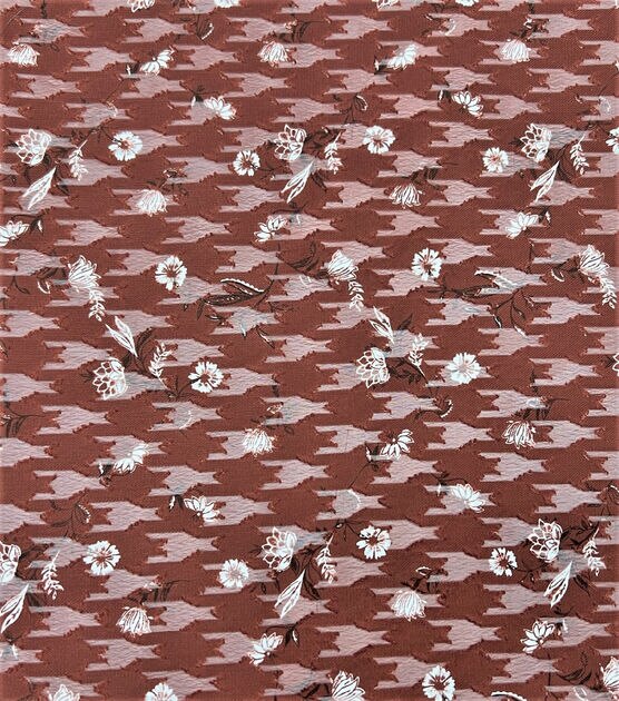 Red Ditsy Folk Floral Icons Silky Fabric