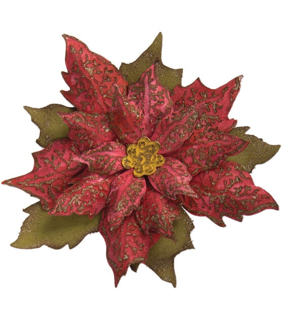 Sizzix Die & Texture Fades Embossing Folder Layered Tattered Poinsettia, , hi-res, image 2