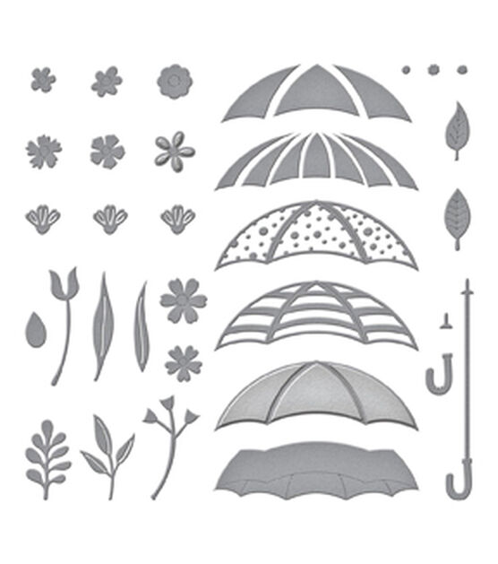 Spellbinders Etched Dies By Vicki Papaioannou Umbrella Bloom Showered, , hi-res, image 2