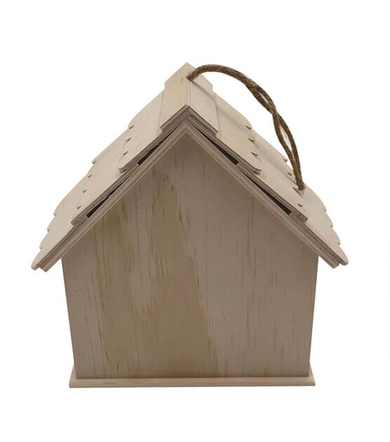 7" Unfinished Wood Birdhouse With Butterfly Cutout by Park Lane, , hi-res, image 3