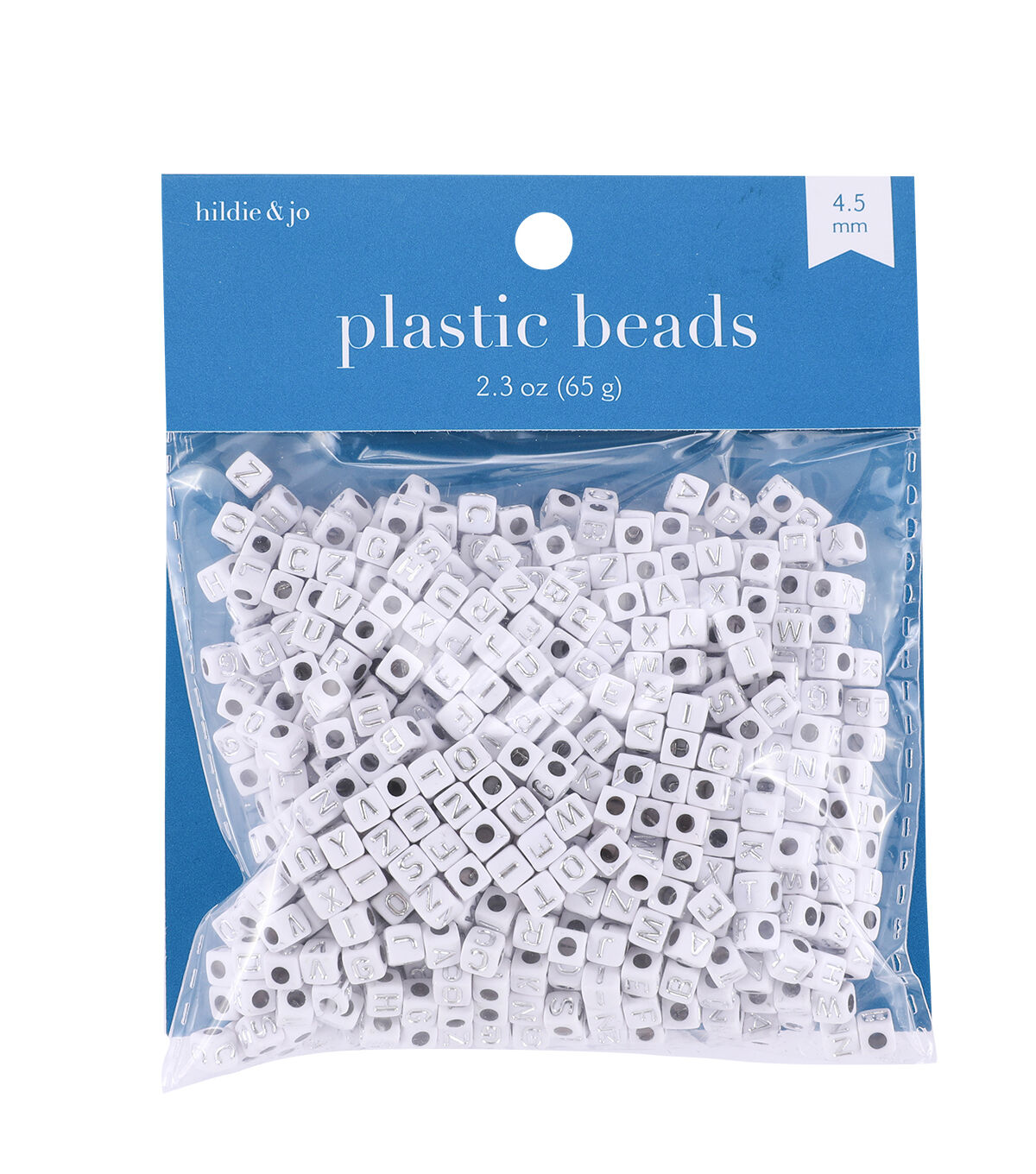 4.5mm Silver Letters on White Square Plastic Beads 2.3oz by hildie